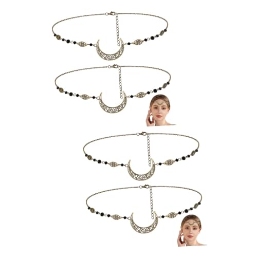 IWOWHERO Haarkette 4 Stück Vintage Natursteinwasser Tolles Kostüm Für Damen Haarnadel-stirnband Stirnbänder Für Damen Reize Rave-accessoires Mittelalterliches Zubehör Haarband Stern Legierung von IWOWHERO
