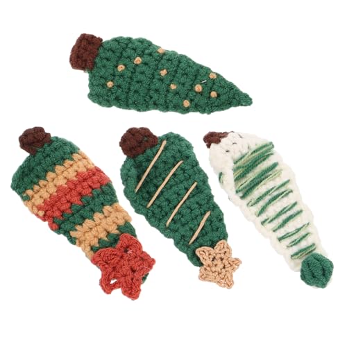 IWOWHERO 4stücke Teiliges Weihnachts-haarclips Aus Gestrickter Süße Farbenfrohe Weihnachtsbaum-haarspangen Für Mädchen Frauen Und Junge Mädchen Festlicher Haarschmuck Für Feiertage von IWOWHERO