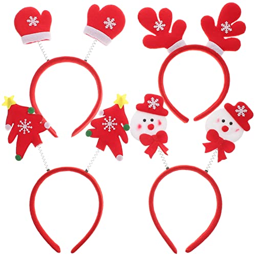 IWOWHERO 4 Stück Weihnachtsstirnband Haarbänder für Mädchen Party Head Bopper Haarband haarschmuck Haarreifen für Mädchen Weihnachtshaarreifen Weihnachten Haarnadel Zubehör Kopfbedeckung von IWOWHERO