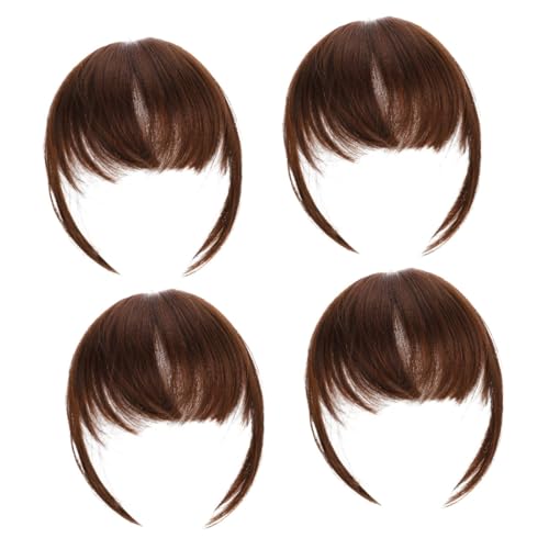 IWOWHERO 4 Stück falscher fake bangs perücken women weiblich Haar Styling wispy haarspange menschliches haar wispy gefälscht Haarschmuck Frau Haarknall chemische Faser Brown von IWOWHERO