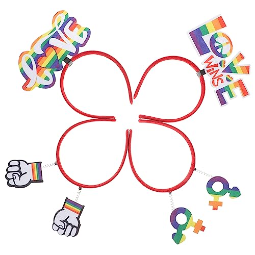 IWOWHERO 4 Stück lgbt-Stirnband florale Krone LGBTQ-Zubehör light fronleichnam Geschenk Stirnbänder für Männer Accessoires für den Pride-Monat lgbt stolz zubehör leer Kopfbedeckung Ludwig von IWOWHERO