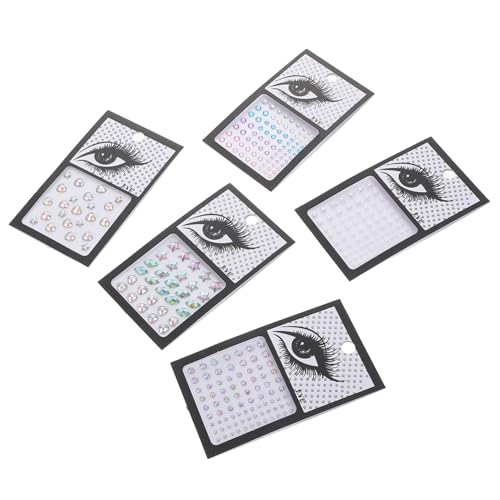 IWOWHERO 5 Blätter Selbstklebende Gesichtsschmuck Perlen Sticker mit Strasssteinen und Perlen für Mädchen Party Festival Halloween Makeup von IWOWHERO