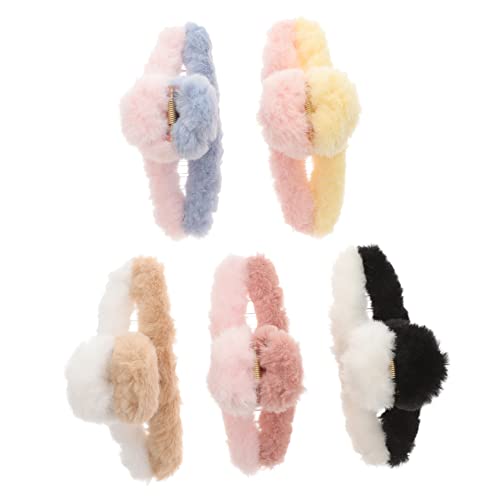 IWOWHERO 5stücke Flauschige Haarklammern Pelzige Haarclips Rutschfeste Frauen Kopfschmuck Haaraccessoire Für Verschiedene Outfits von IWOWHERO