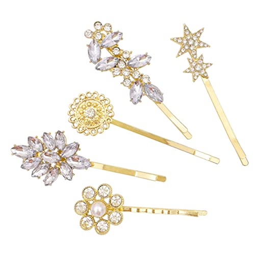 IWOWHERO 5 Stücke Mädchen Haarnadeln Strass Clips Metall Bobby Für Frauen Braut Haar Zubehör von IWOWHERO