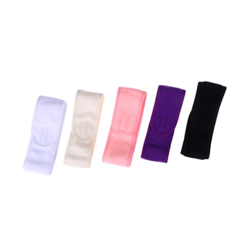 IWOWHERO 5 Stück Teiliges Damen Stirnband Selbstklebende Elastische Haarbänder für Yoga Sport Pilates Bequem Rutschfest Vielseitig in Violett Weiß Beige und Schwarz Kopfumschließend von IWOWHERO