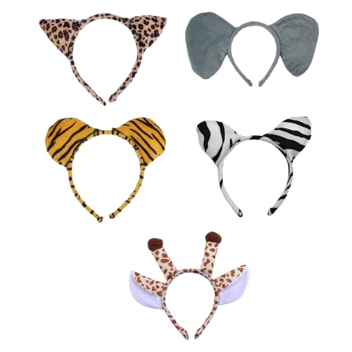 IWOWHERO 5 Stück Teiliges Haarreif Weiche Plüsch Tierohren Stirnbänder Kuschelige Dschungel Tier Designs Giraffe Zebra Tiger Leopard für Karneval Kostüm und Kinderfest IWOWHERO 5 Stück Teiliges Haarreif Weiche Plüsch Tierohren Stirnbänder Kuschelige Dschungel Tier Designs Giraffe Zebra Tiger Leopard für Karneval Kostüm und Kinderfest von IWOWHERO