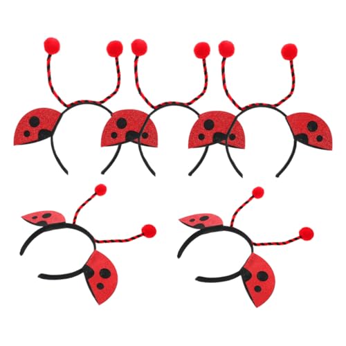 IWOWHERO 5 Stück Teiliges Ladybug Cosplay Haarband Weiches Bequemes Stirnband mit Niedlichen Marienkäfer-details für Halloween Themenpartys Fasching und Kostüm-events von IWOWHERO