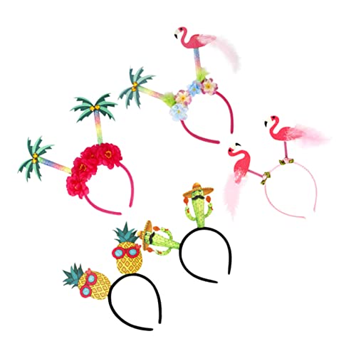 IWOWHERO 5 Stück Teiliges Tropisches Haarband mit Flamingo Ananas Kokospalme und Kaktus Leichtes Langlebiges Hawaii Party Accessoire für Sommerkostüm Luau und Karneval von IWOWHERO
