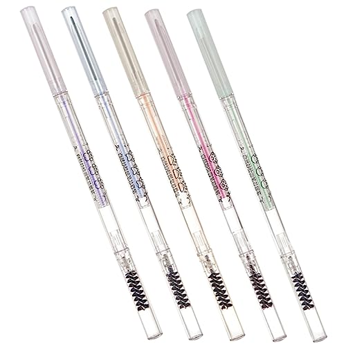 IWOWHERO 5stücke Wasserfester Augenbrauenstift Anti Schweiß Mit Pinsel Doppelseitiger Feiner Augenbrauen Make up Stift Für Frauen Langanhaltend Natürliches Braun Grau Und Weitere Farben von IWOWHERO