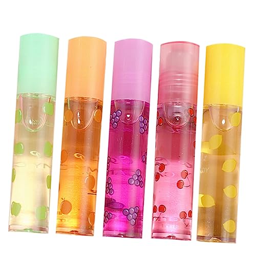 IWOWHERO 5St Lippenbalsam aus Früchten Lipgloss mit fruchtigen Aromen Lip Plumper Gloss klar lippenstifte lippenmaske Lippenpomade mit Fruchtgeschmack Make-up-Lipgloss Plastik Colorful von IWOWHERO
