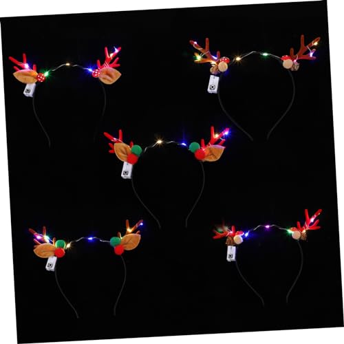 IWOWHERO 5st Geweih Beleuchtetes Stirnband Geweihe Für Kinder Weihnachtskopfbedeckung Geweih Stirnband Weihnachtsfeier Stirnband Hirschgeweih-stirnband Weihnachten Haarball Harz Haarnadel von IWOWHERO