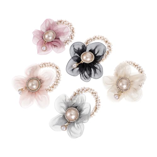IWOWHERO Haar-accessoires für Mädchen 5 Stück Blumen-haargummis Pferdeschwanz- für Frauen von IWOWHERO
