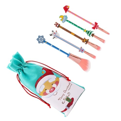 IWOWHERO 5st Make-up Pinsel Puderpinsel Für Weihnachten Hausgebrauch Make- Up- Pinsel- Set Weihnachtskosmetikpinsel Weihnachts-make-up-tasche Werkzeug Mädchen Das Gesicht Geschenk Leinen- von IWOWHERO