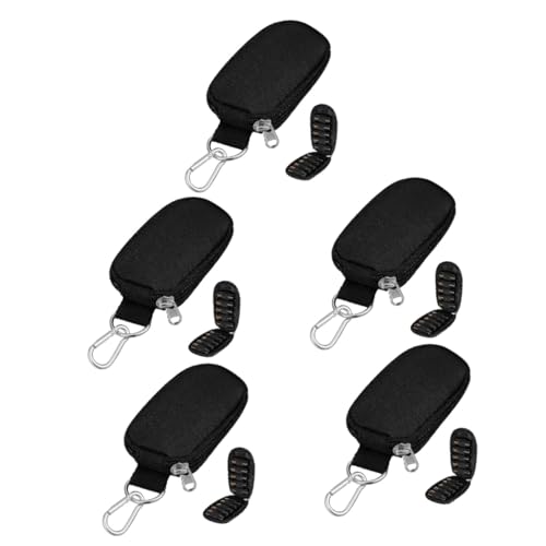 IWOWHERO 5stücke Flasche Ätherische Öle Tragetasche Für Flaschen Eleganter Schlüsselanhänger Organizer Mit Robustem Reißverschluss Tragbar Für Reisen Und Zuhause Schwarz von IWOWHERO