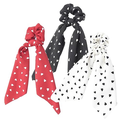 IWOWHERO 6stücke Teiliges Haarbänder Mit Herzmotiv Elastische Scrunchies Für Damen Weiß Schwarz Und Rot Dekorative Haaraccessoires Für Alltag Und Besondere Anlässe von IWOWHERO