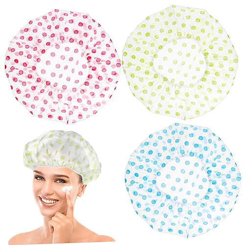 IWOWHERO Duschhauben-set Mit Loch Wiederverwendbar Rund Punkte Für Damen Herren Jungen Und Mädchen Salon Reisen von IWOWHERO