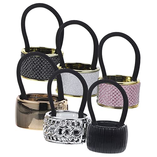 IWOWHERO 6 Stück Elastische Haargummis Binden Haareponytailhalter Für Produkte Ring Gold Lockig Pferdeschwanz-haarmanschettenhalter Haarspangen Frauen Modisch Styling Band Geformt Plastik von IWOWHERO