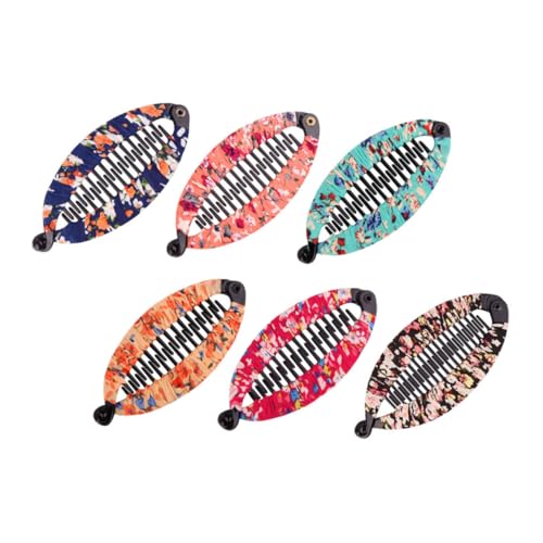 IWOWHERO 6 Stück Fischförmige Haarklammern Blumenmuster Haarschmuck für Damen Pferdeschwanz Clips Rutschfest Mittelgroß für Styling und Friseure von IWOWHERO