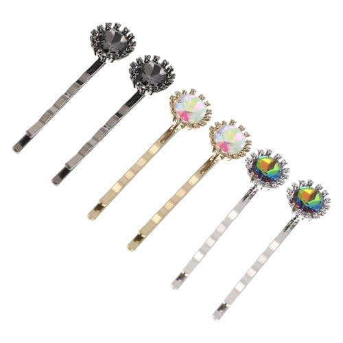 IWOWHERO 6 Stück Geometrische Haarklammern mit Zirkonia Kleine Haarklammern für Frauen Dekorativer Haarschmuck in Schwarz Gold und Silber Langlebige Haarspangen für Halloween und Festliche von IWOWHERO