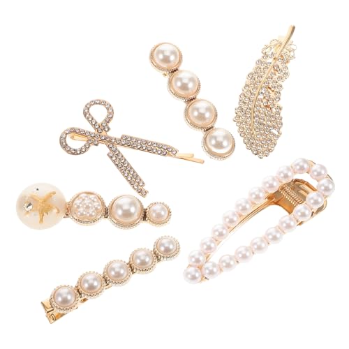 IWOWHERO 6 Stück Haarklammern mit Perlen und Strasssteinen Modische Haarspangen aus Metall für Damen Vielseitig Einsetzbar zum Stylen und Fixieren von Haaren bei Hochzeit Party und Alltag von IWOWHERO
