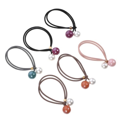 IWOWHERO 6 Stück Teiliges Perlen Haargummi Elastisches Schonendes Haarband mit Kreativem Ponytail Halter Langlebig und Komfortabel Modischer Haarschmuck für Mädchen und Zufällige Farbe von IWOWHERO