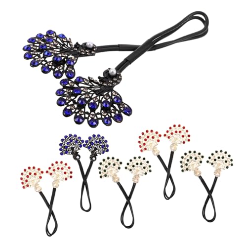 IWOWHERO 6 Stück Teiliges Vintage Haarklammern Pfauenmuster mit Strasssteinen Eleganter Haarknoten-Helfer für Langes Haar Einfach zu Bedienen Vielseitig für Damen und Mädchen Stilvolles von IWOWHERO