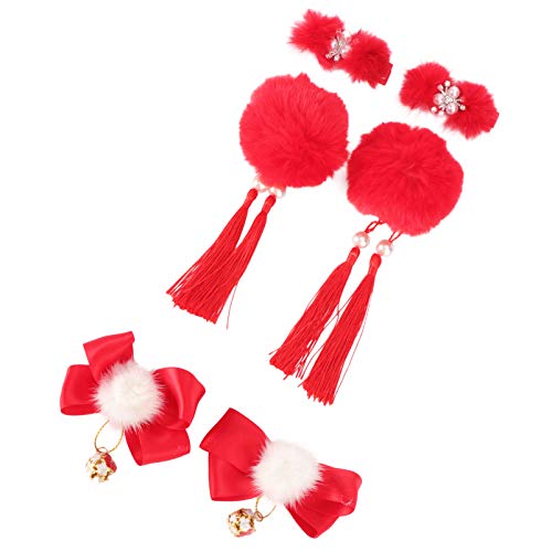 IWOWHERO 6St Fellknäuel Haarspange Kopfschmuck Qipao-Haarspange Haarschmuck für das neue Jahr Haarspangen Haarnadel Quasten-Kopfbedeckung für Mädchen Haarschleife für Mädchen Krawatte China von IWOWHERO