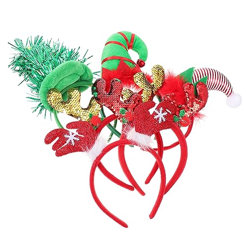 IWOWHERO 6St Weihnachtsstirnband Outfits Haargummis für Make-up-Haarwickel-Stirnband funkeln christmas haarreif weihnachts haarreifen Weihnachtsstirnbänder Weihnachtshaarband Stoff von IWOWHERO
