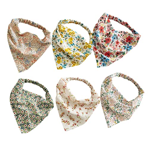 IWOWHERO Mode Haarzubehör 6st Floraler Turban Elastisches Stirnband Damen Schal Boho-blumen Elastische Haargummi Elastisches Haarband Stirnbänder Mit Blumendruck Kopfbandanas Mit Blumendrucken Stoff von IWOWHERO