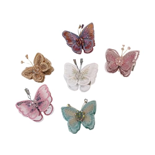 IWOWHERO Haarnadel Mit Besticktem Schmetterling Für Mädchen 6 Stück Kinder-haarspangen Mit Schleife Einzigartiges Haar-accessoire von IWOWHERO