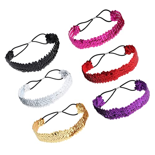 IWOWHERO 6stücke Teiliges Pailletten-haarreifen Für Damen Und Mädchen Wendbare Haarschmuck-accessoires Silber Und Elastisches Haarband Für Besondere Anlässe Und Alltag von IWOWHERO