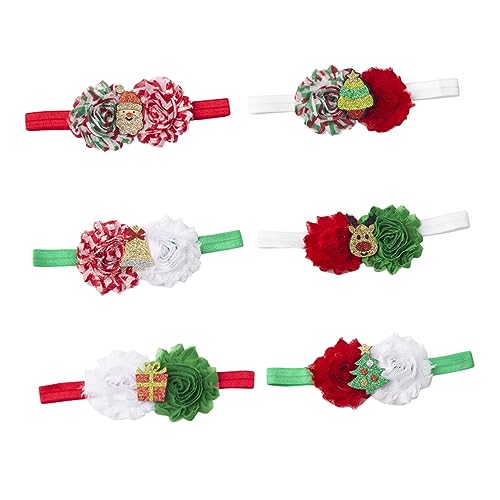 IWOWHERO 6stücke Teiliges Elastischer Haarreif Für Mädchen Weihnachts- - Mit Blumenmotiv Perfektes Haarschmuck Für Festlichkeiten Und Besondere Anlässe von IWOWHERO