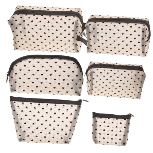 IWOWHERO 6stücke Teiliges Herz-Make-up-täschchen Set Transparente Mesh Kosmetiktaschen Für Reisen Mit Reißverschluss Für Lippenstifte Und Make-up Utensilien Für Und Mädchen von IWOWHERO