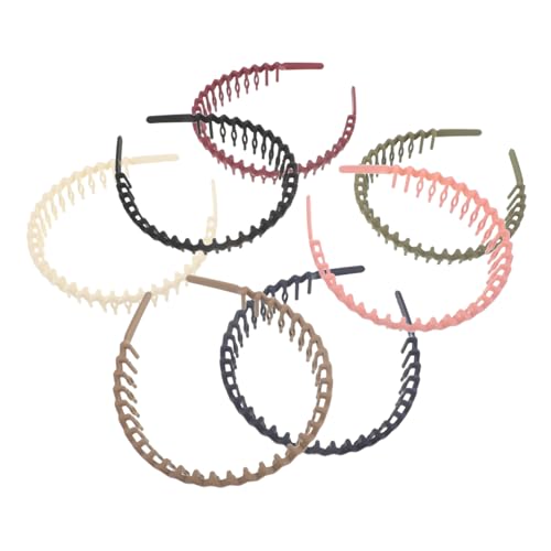 IWOWHERO 7 Stück Teiliges Rutsch Headset mit Gewellten Zähnen Kunststoff Haarreif für Gesichtspflege und Sport Rutschfeste Zahnbänder für Frauen und Männer für Waschen und Spa Anwendungen von IWOWHERO