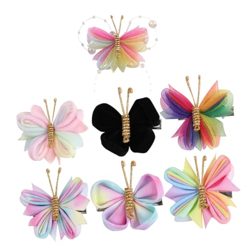 IWOWHERO 7stücke Bunte Schmetterlings-haarspangen Aus Metalllegierung Mit Weichen Stoffflügeln Kleine Seitenspangen Für Haarstyling Lebendige Farben Für Frauen Und Mädchen von IWOWHERO