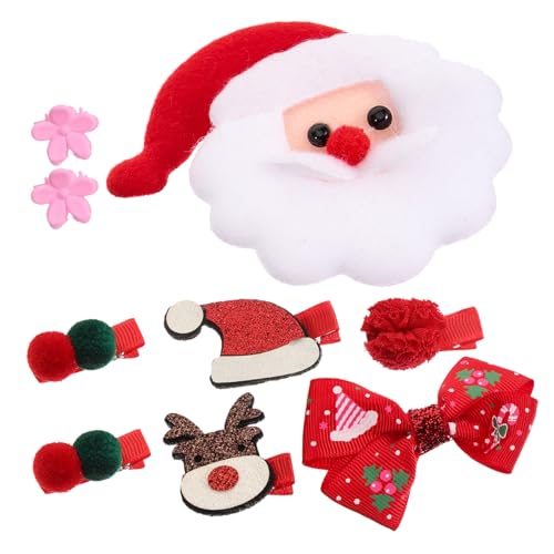 IWOWHERO 9St Weihnachtsmann Haarnadel Urlaub Elch Haarspange Mädchen Haarringe weihnachts haarschmuck weihnachtshaarschmuck Haarklammer Haarspangen Weihnachts-Haargummi Haarfliege von IWOWHERO