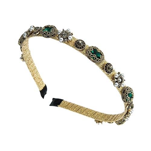 IWOWHERO Barock Haarreif mit Zarten Perlen und Funkelnden Strasssteinen Grünes Blumen Stirnband für Waschen und Alltag Leichtes Feines Design für Damen und Mädchen von IWOWHERO