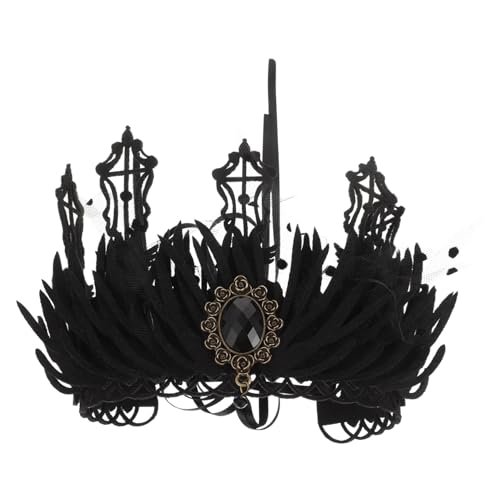 IWOWHERO Barock Vintage Tiara Haarschmuck Gothic Krone Damen Kopfschmuck für Hochzeit Halloween Party Cosplay Kostüm Braut Zubehör von IWOWHERO