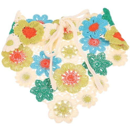 IWOWHERO Damen Haarbandana Aus Dreieckiger Gehäkelter Kopfschmuck Mit Blumenmuster Bequem Und Atmungsaktiv Für Alltag Fotoshootings Und Besondere Anlässe von IWOWHERO