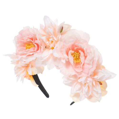 IWOWHERO Blumen-stirnband Für Mädchen Vintage-pfingstrosen-krone Große Künstliche Blumen-kopfbedeckung Für Haar-accessoires Einzigartiger Look Für Abschlussball Und Teeparty 1-teiliges Set von IWOWHERO