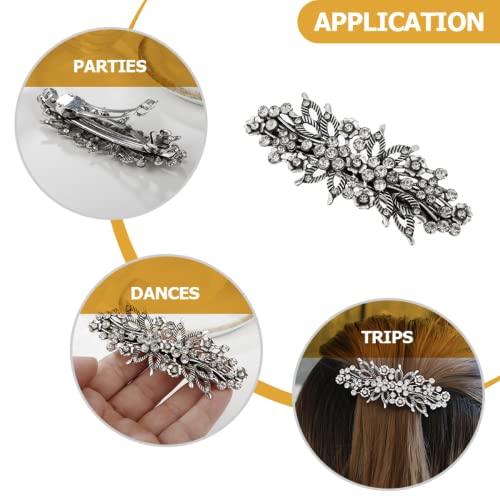 IWOWHERO Blumiger Edelstein Haarklammer Silber Haarschmuck Damen Feiner Haarnadel Frühling Haarspange für Alltag und IWOWHERO Blumiger Edelstein Haarklammer Silber Haarschmuck Damen Feiner Haarnadel Frühling Haarspange für Alltag und von IWOWHERO