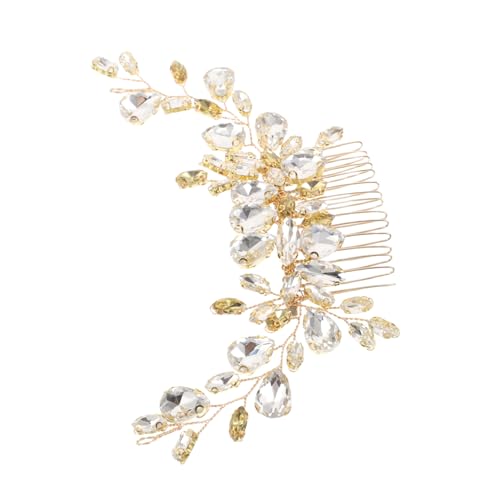 IWOWHERO Braut Haarkamm Gold mit Funkelnden Strasssteinen Seitlicher Einsatz Eleganter Hochzeitsschmuck Langlebiges Material Vielseitiges Braut Haarteil für Festliche Anlässe und von IWOWHERO