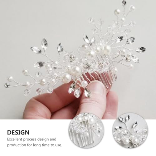 IWOWHERO Braut Haarkamm Perlen Hochzeit Haarschmuck Silberfarbener Brautschmuck Kamm Damen Haaraccessoire Elegant und Praktisch für Hochzeitsfeier und Brautjungfern von IWOWHERO