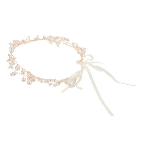 IWOWHERO Braut Haarkette mit Perlen Leichtes Komfortables Haarband für Hochzeit Brautjungfern und Festliche Anlässe Doppelreihiges Goldenes Design Vielseitiger Kopfschmuck für Besondere von IWOWHERO