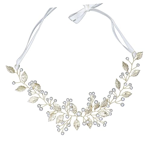 IWOWHERO Braut Haarschmuck Metalllegierung Mit Perlen Und Blättern Stirnband Für Hochzeiten Handgefertigtes Haaraccessoire Für Und Mädchen von IWOWHERO