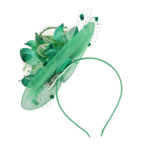 IWOWHERO Braut Hut Haarschmuck mit Grünem Mesh und Handgefertigt Sicherer Haarklammer für Hochzeit Party und Festliche Anlässe von IWOWHERO