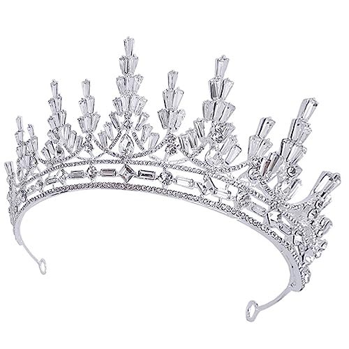 IWOWHERO Brautkrone mit Kristallbesatz Leichtes Komfortables Haarschmuck Accessoire für Damen und Mädchen Silbernes Tiara Stirnband für Hochzeit und Festliche Anlässe von IWOWHERO