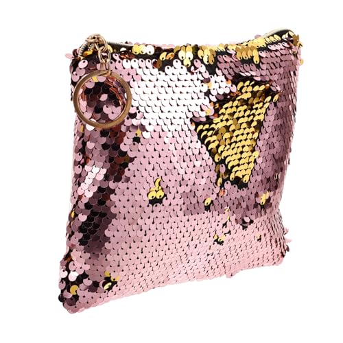 IWOWHERO Make-up Tasche Mit Reißverschluss Kosmetiktasche Handtasche Für Damen Pailletten Tasche Zum Aufbewahren Von Geldbörse Schlüsseln Kosmetika Und Karten Für Party Shopping Oder Alltag von IWOWHERO
