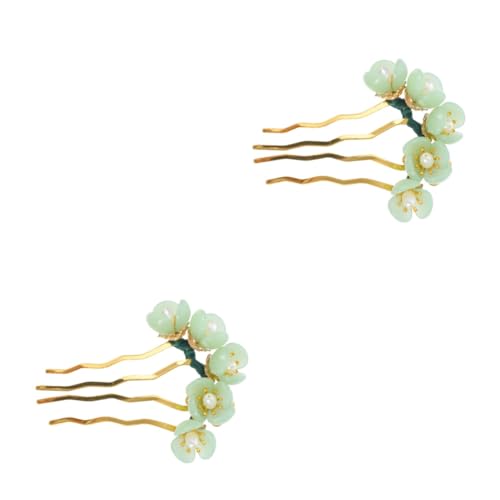 IWOWHERO 2stücke Jade Haarpin Mit Traditionellem Chinesischem Blumen-design Handgefertigt Langlebig Und Elegant Für Damen Und Mädchen Für Vintage-haarschmuck von IWOWHERO