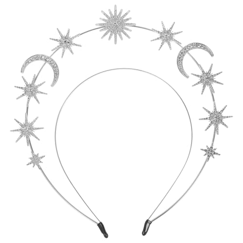 IWOWHERO Doppeltes Stern mond Haarschmuck Metall Kopfband Damen Göttin Kronen Stirnband für Renaissance Karneval Hochzeit Party von IWOWHERO